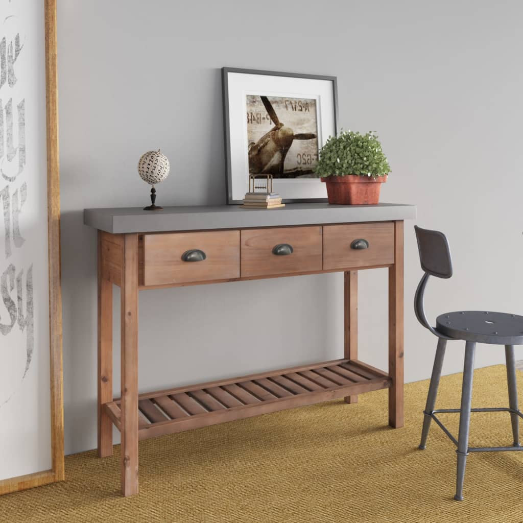 vidaXL Konsolentisch 110x35x80 cm Massivholz Tanne