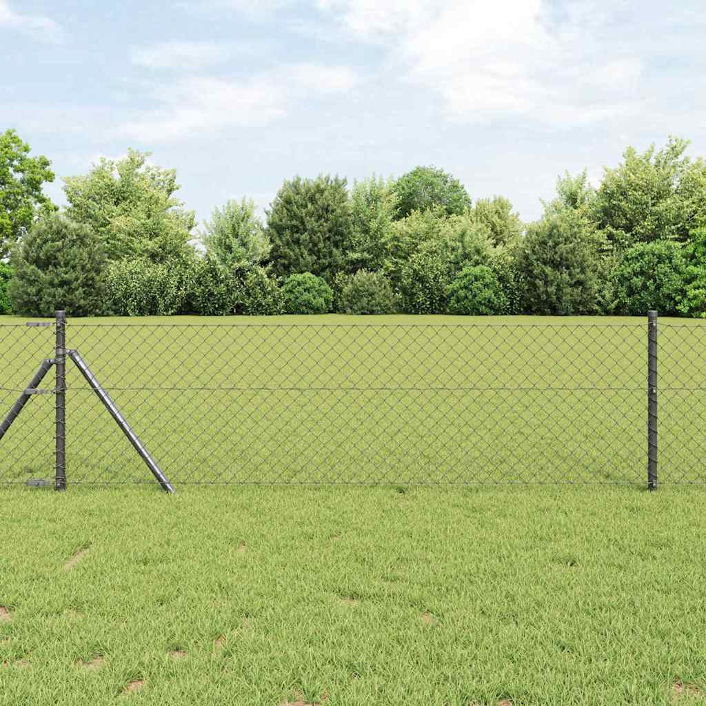 vidaXL Bodenmontierter Maschendrahtzaun 10 x 0,6 m Grau Netz