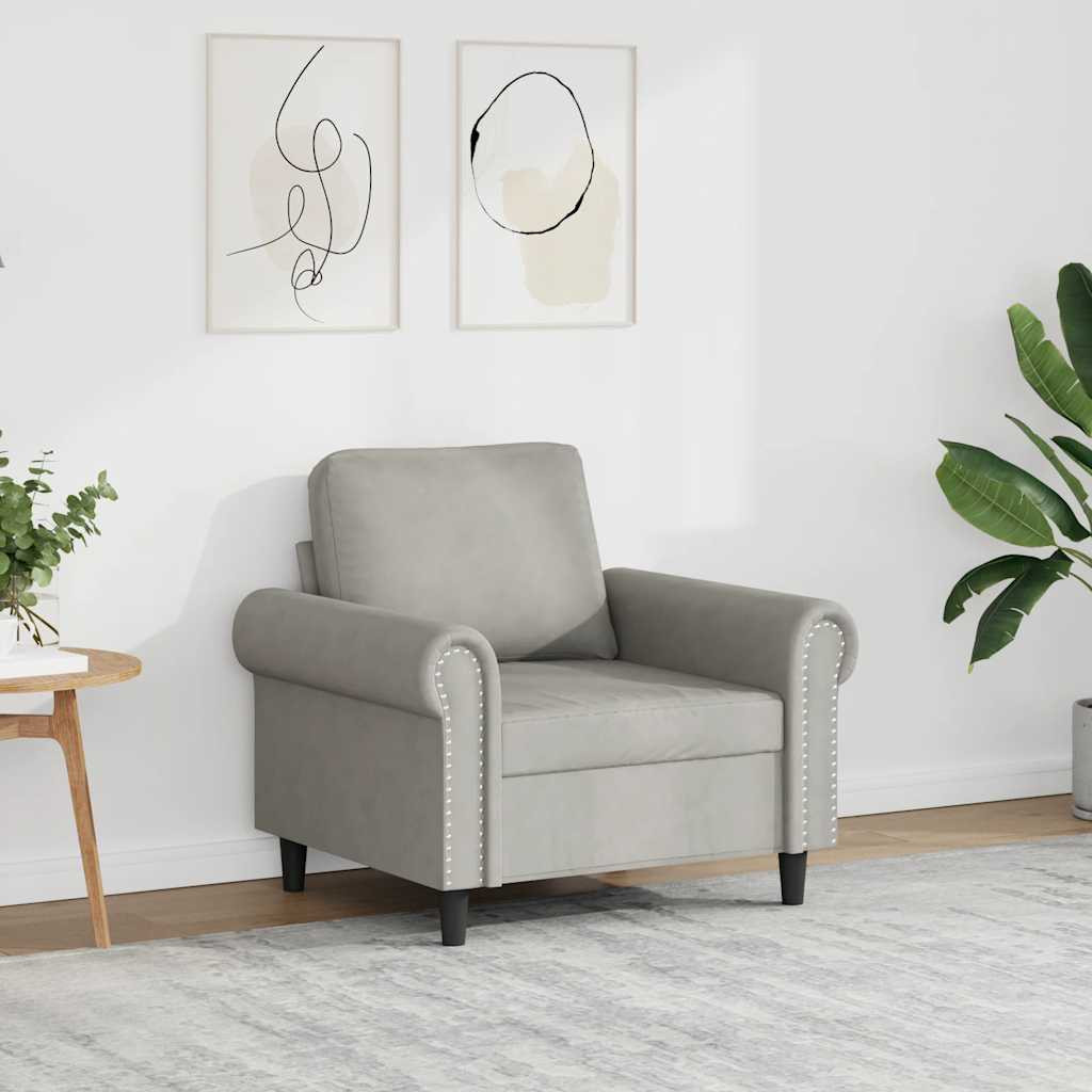 vidaXL Sessel Hellgrau 60 cm Samt