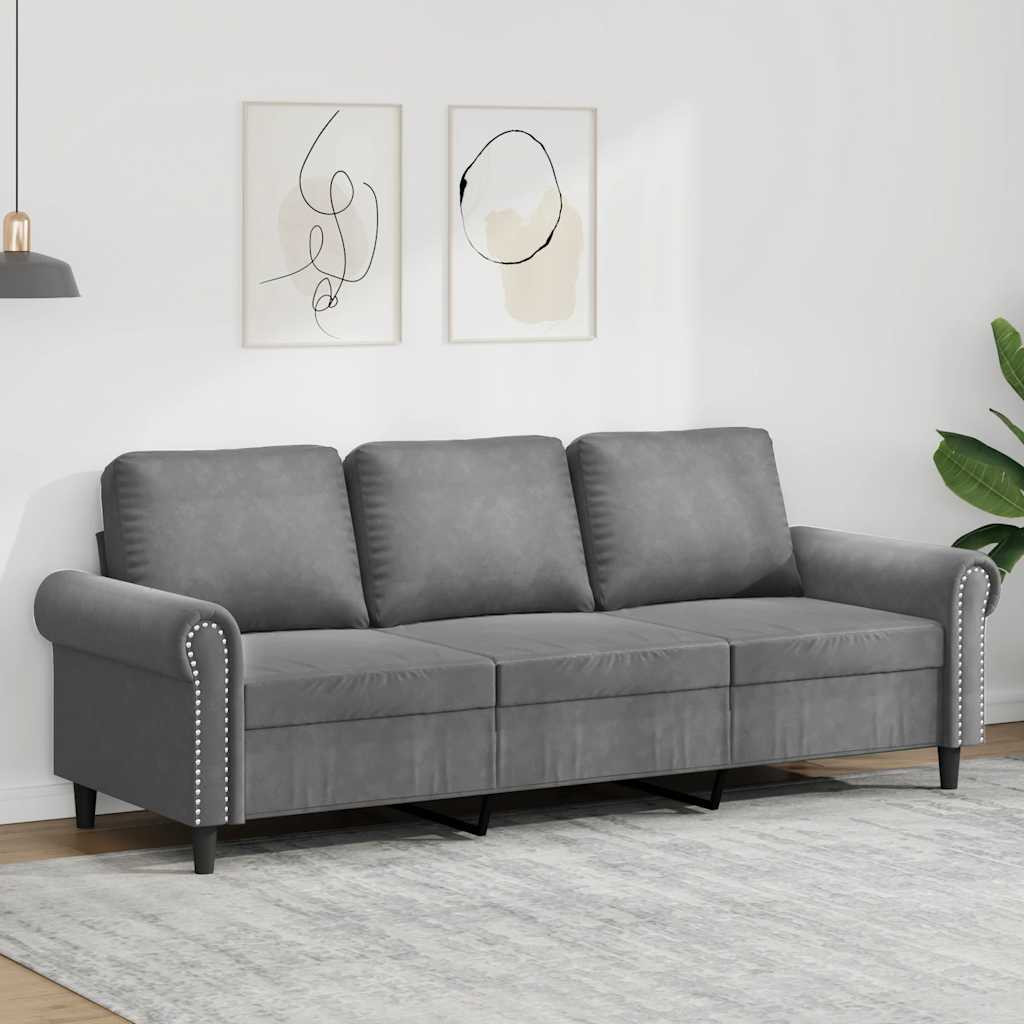 vidaXL 3-Sitzer-Sofa Dunkelgrau 180 cm Samt