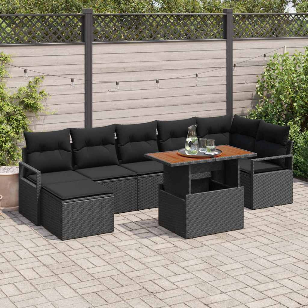 vidaXL Gartensofa-set 8 pcs Schwarz und Braun