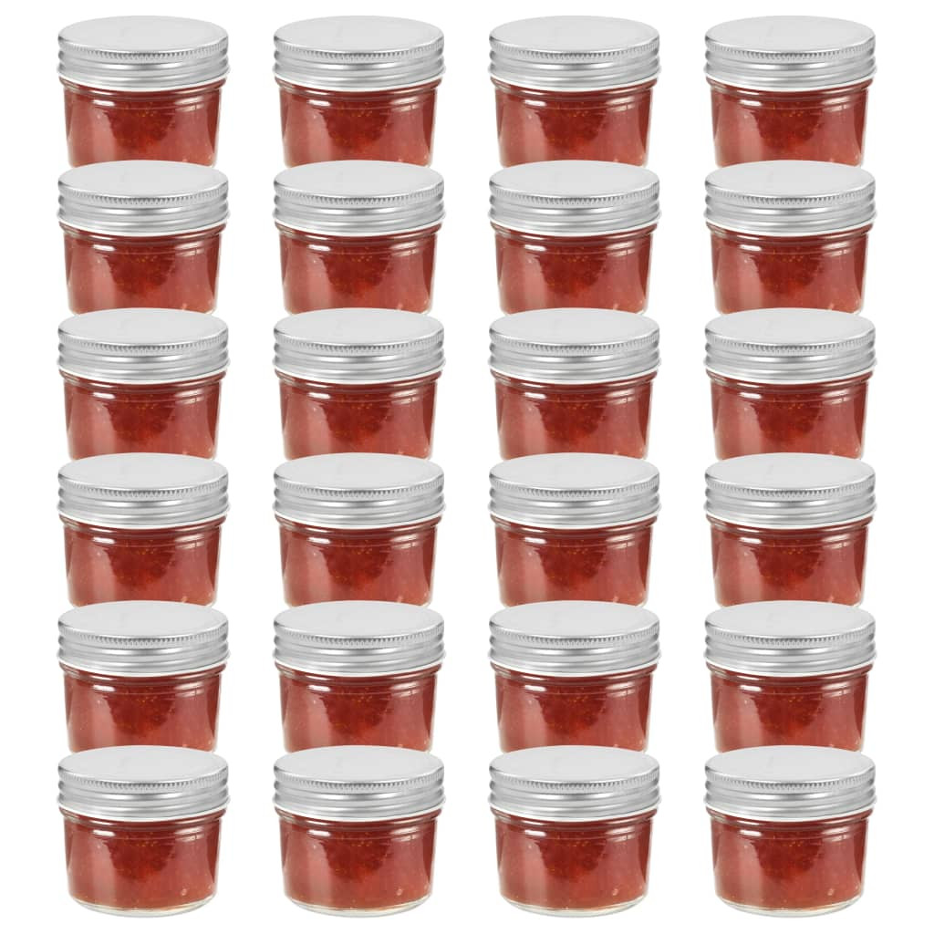 vidaXL Marmeladengläser mit Silbernen Deckeln 24 Stk. 110 ml