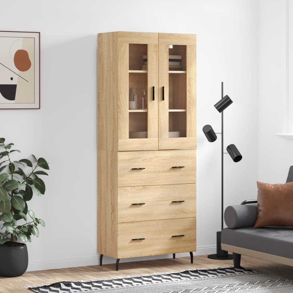 vidaXL Highboard Sonoma-Eiche 69,5x34x180 cm Holzwerkstoff