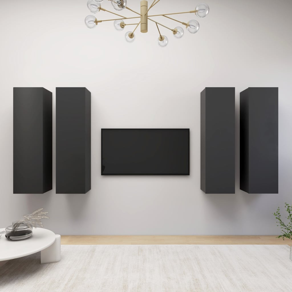 vidaXL TV-Schränke 4 Stk. Grau 30,5x30x110 cm Holzwerkstoff