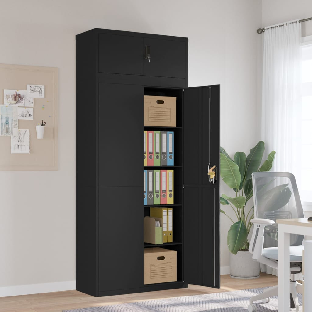 vidaXL Aktenschrank Schwarz 90x40x220 cm Stahl