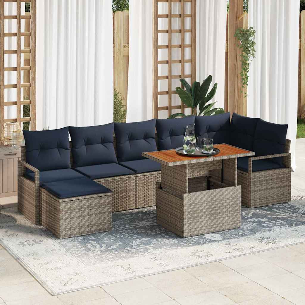 vidaXL Gartensofa-set 8 pcs Grau Poly-Rattan