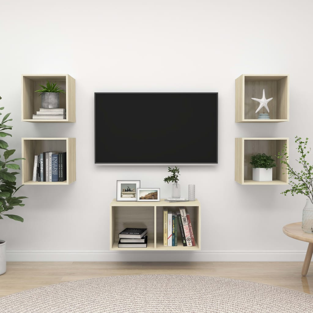 vidaXL 5-tlg. TV-Schrank-Set Sonoma-Eiche Holzwerkstoff