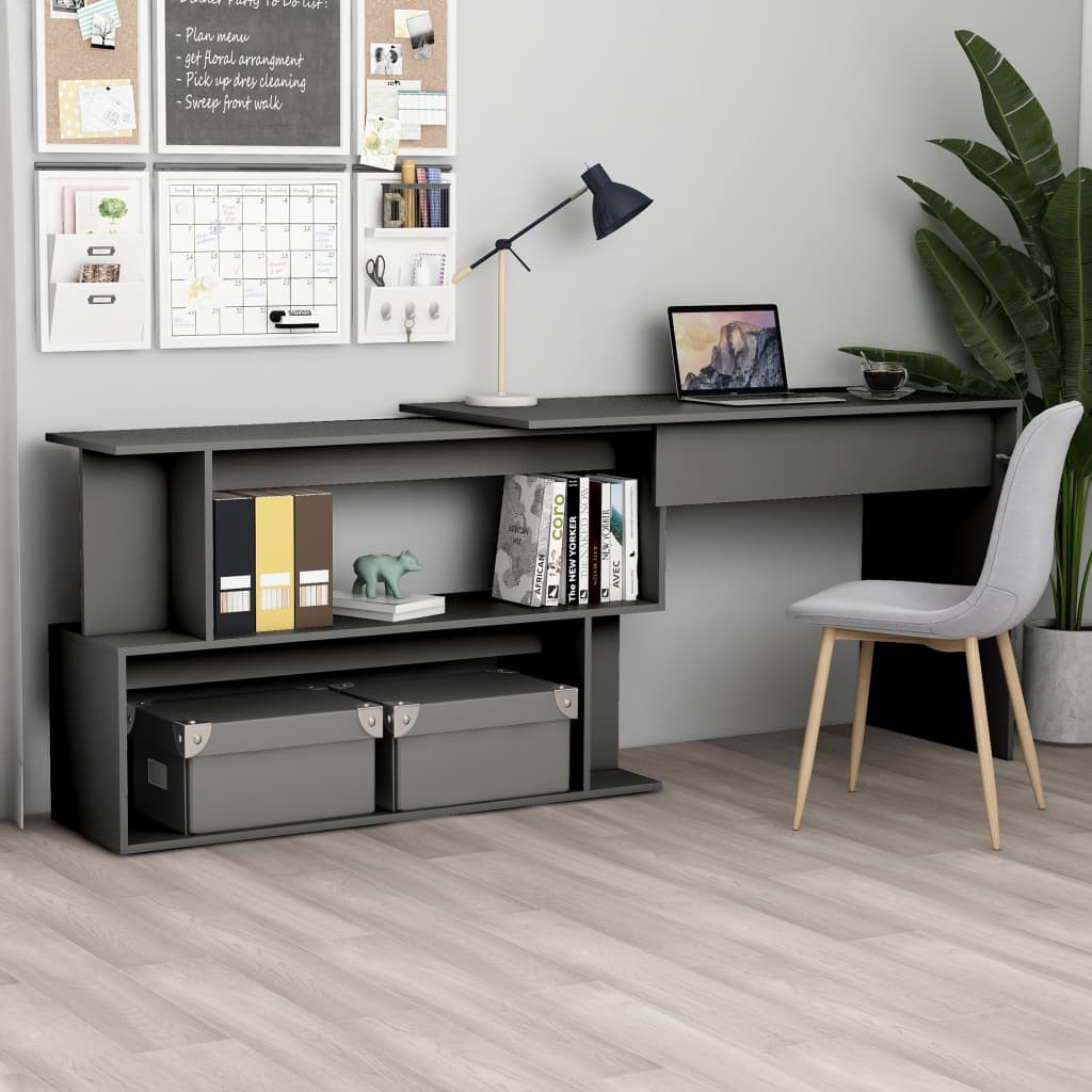 vidaXL Eckschreibtisch Grau 200x50x76 cm Holzwerkstoff