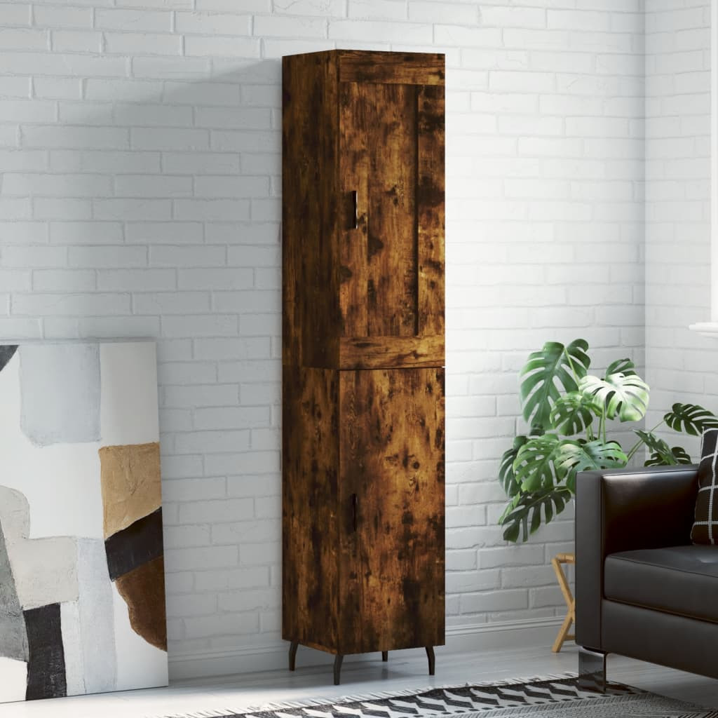 vidaXL Highboard Räuchereiche 34,5x34x180 cm Holzwerkstoff
