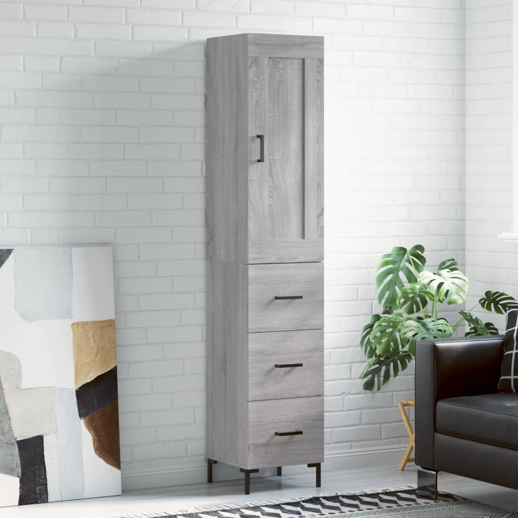 vidaXL Highboard Grau Sonoma 34,5x34x180 cm Holzwerkstoff