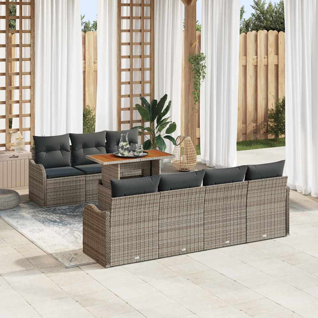 vidaXL Garten-Sofa-Set mit Kissen 8 pcs Grau