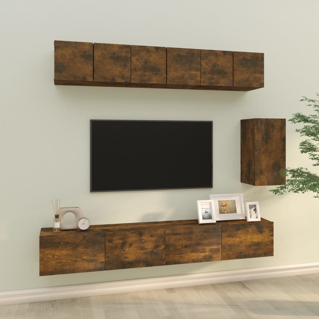 vidaXL 6-tlg. TV-Schrank-Set Räuchereiche Holzwerkstoff