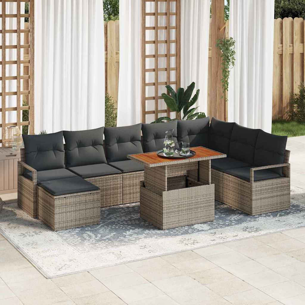 vidaXL Gartensofa-set 9 pcs Grau und Braun