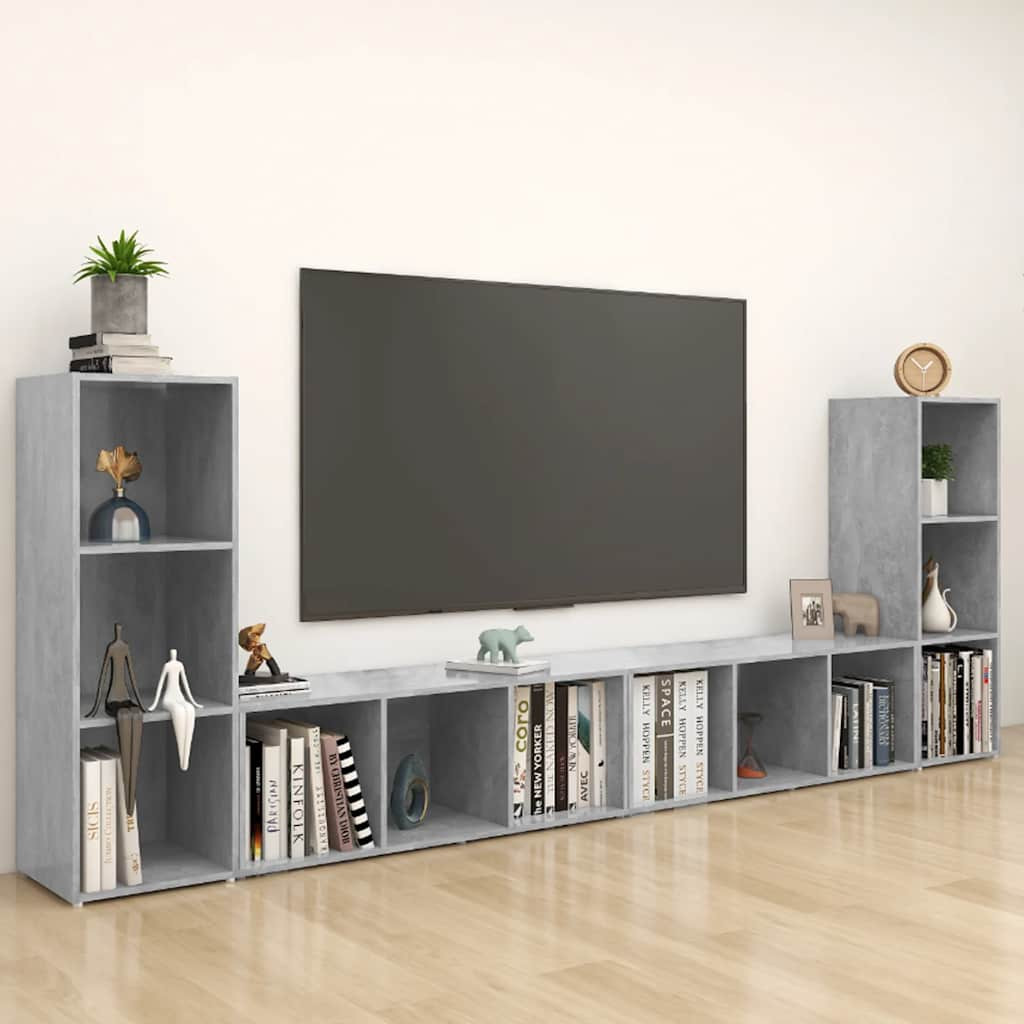 vidaXL TV-Schränke 4 Stk. Betongrau 107x35x37 cm Holzwerkstoff