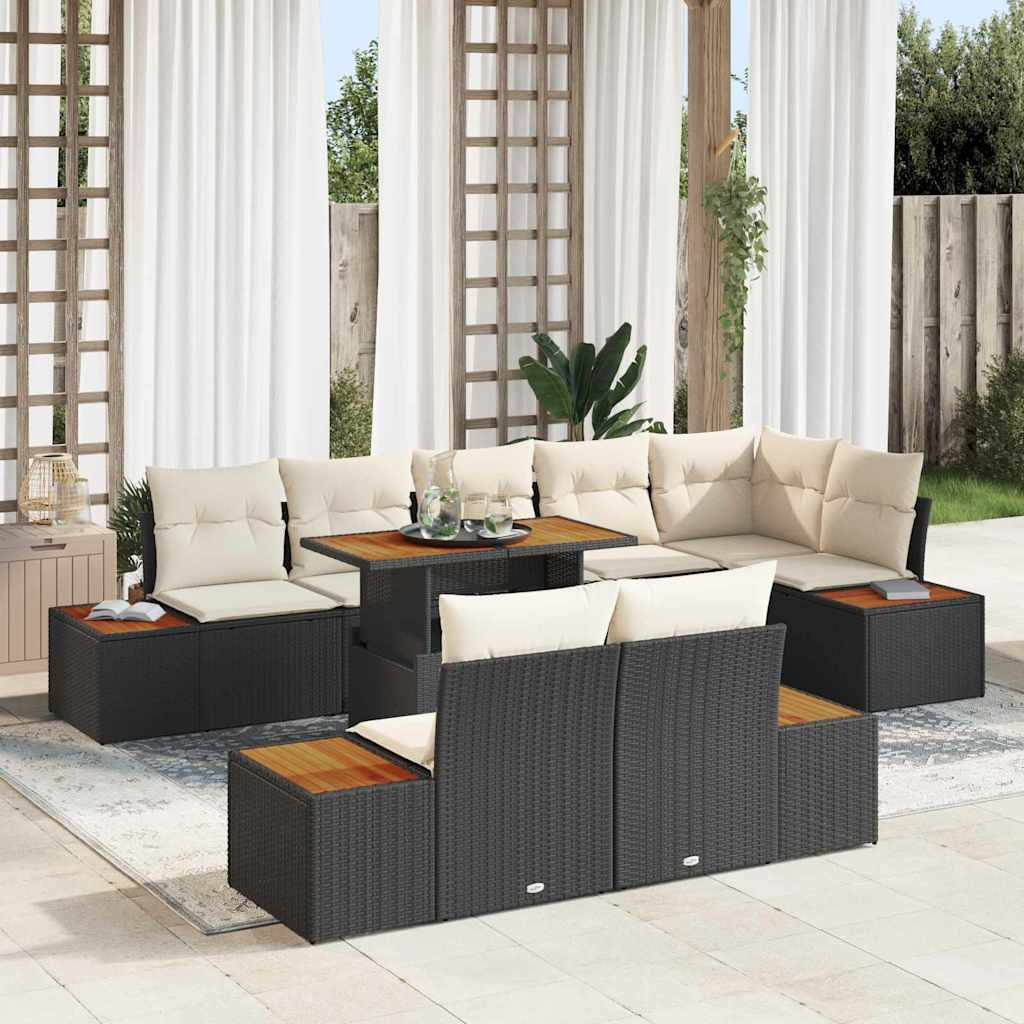 vidaXL Gartensofa-set 9 Stk. Schwarz und Beige