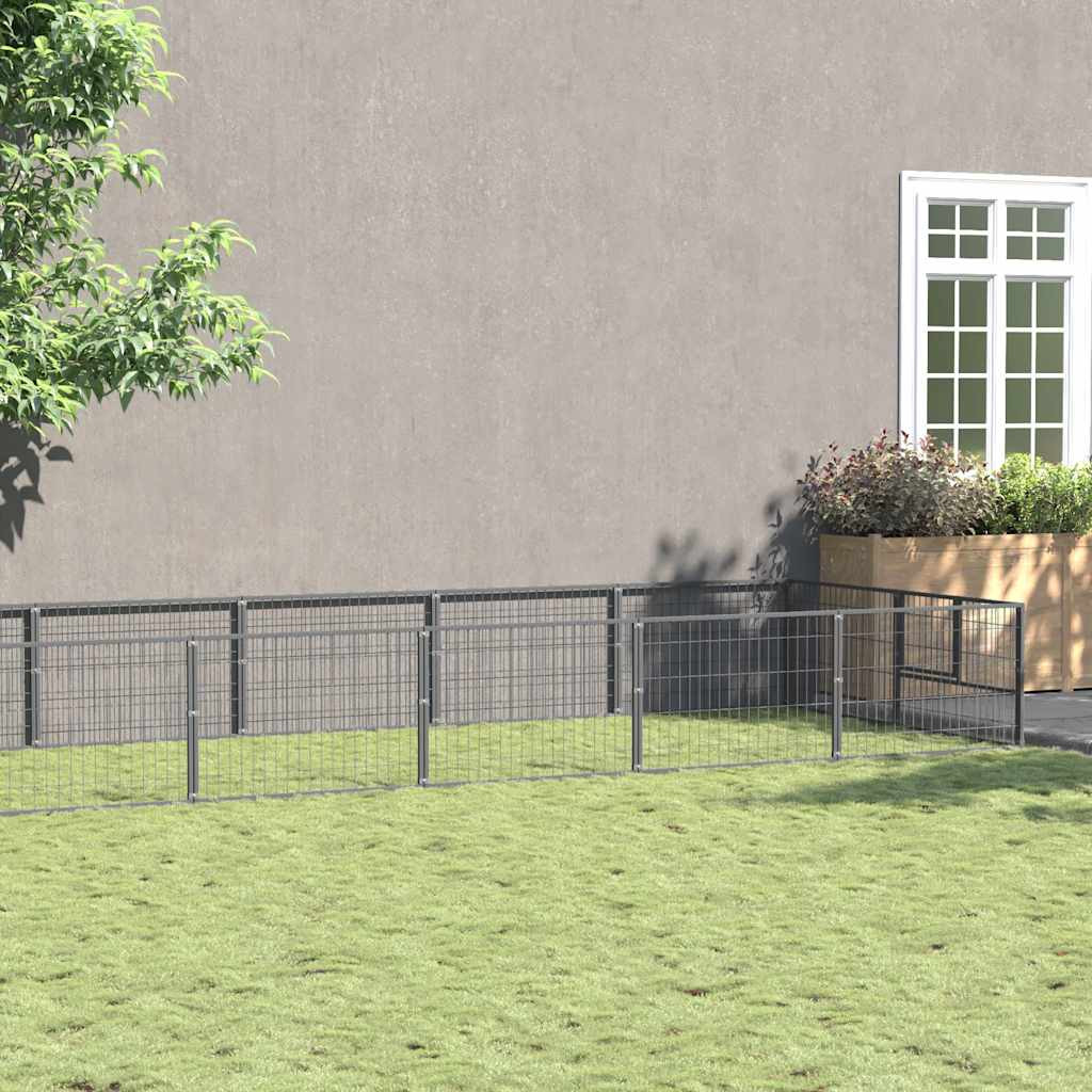 vidaXL Hundezwinger Silbern 10 m² Stahl