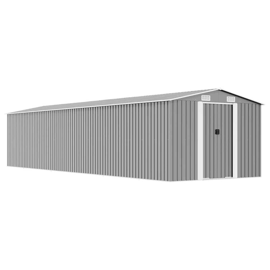 vidaXL Gerätehaus Grau 257x779x181 cm Verzinkter Stahl