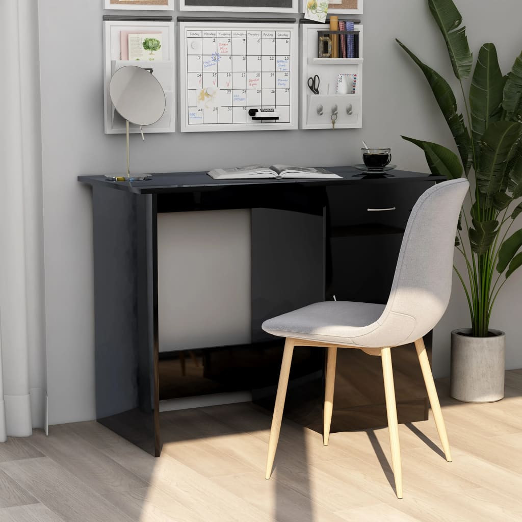 vidaXL Schreibtisch Hochglanz-Schwarz 100x50x76 cm Holzwerkstoff