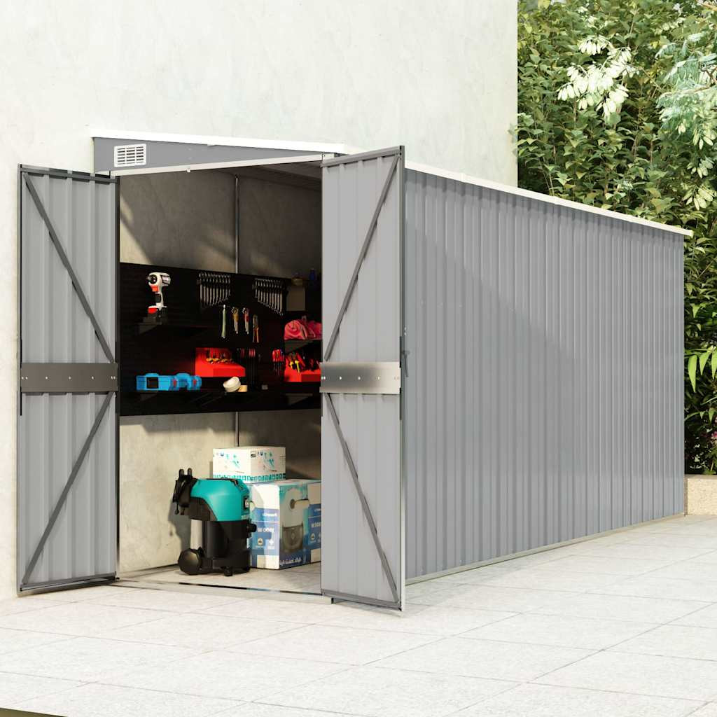 vidaXL Anbauschuppen Grau 118x382x178 cm Verzinkter Stahl