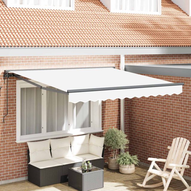 vidaXL Markisenrahmen Weiß 350 x 250 cm Polyester mit PU-Beschichtung