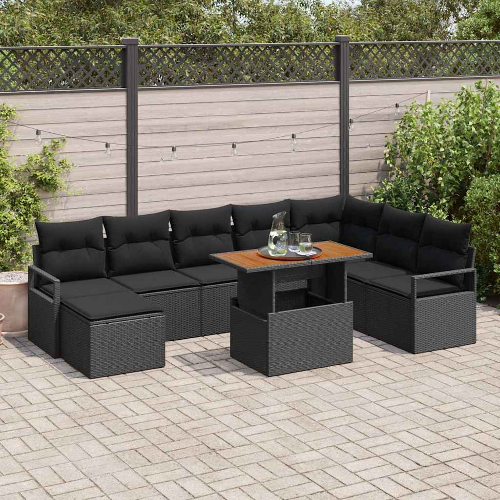 vidaXL Gartensofa-set 9 pcs Schwarz und Braun