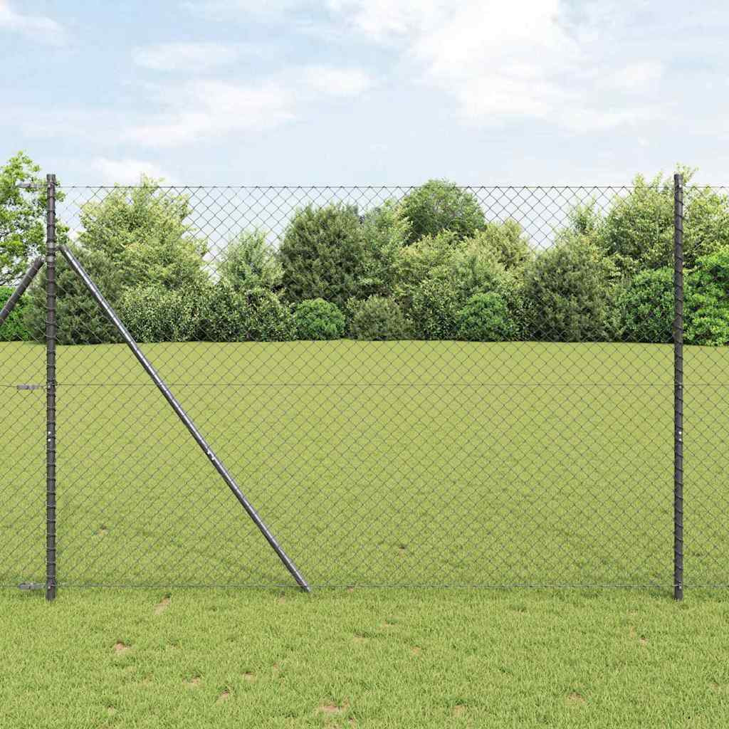 vidaXL Bodenmontierter Maschendrahtzaun 10 x 1,6 m Grau Netz