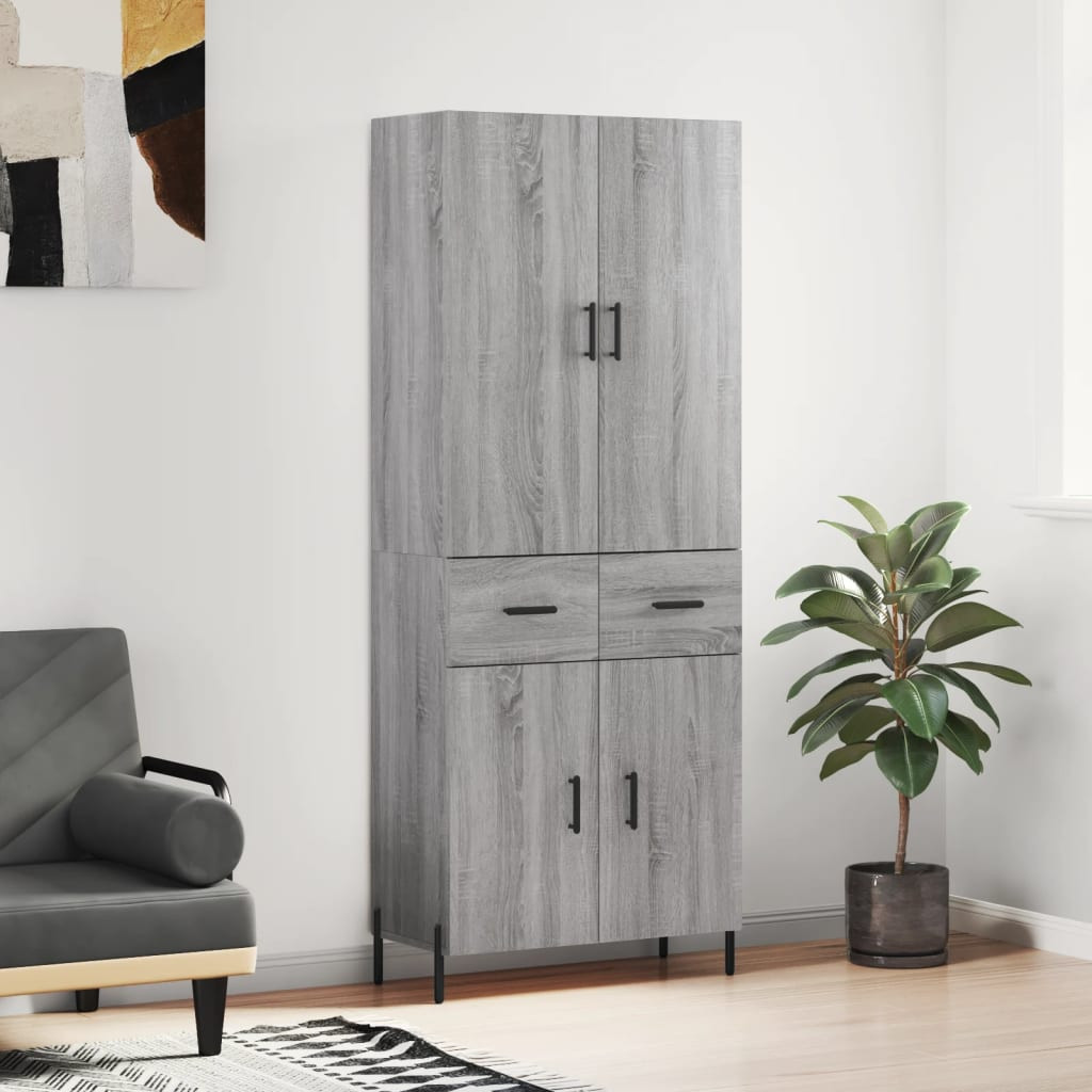 vidaXL Highboard Grau Sonoma 69,5x34x180 cm Holzwerkstoff