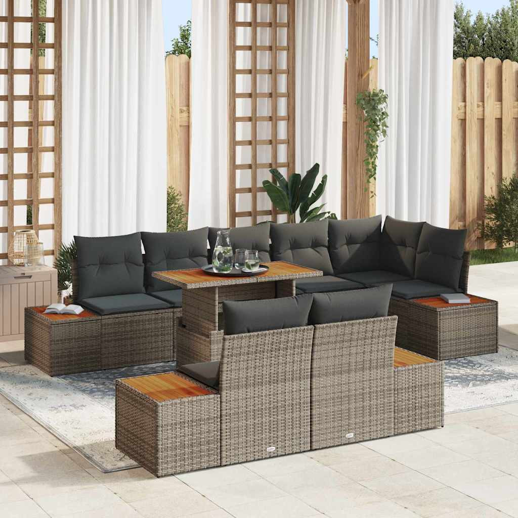 vidaXL Gartensofa-set 9 Stk. Grau und Braun
