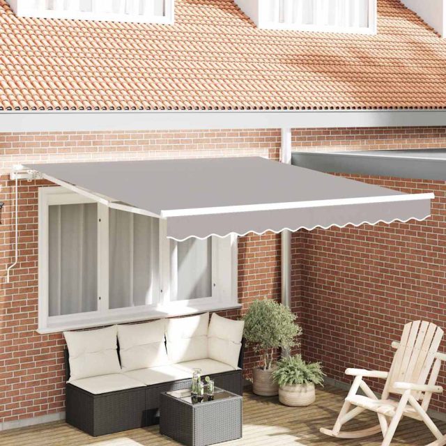 vidaXL Ausziehbare Markise Hellgrau 350 x 250 cm