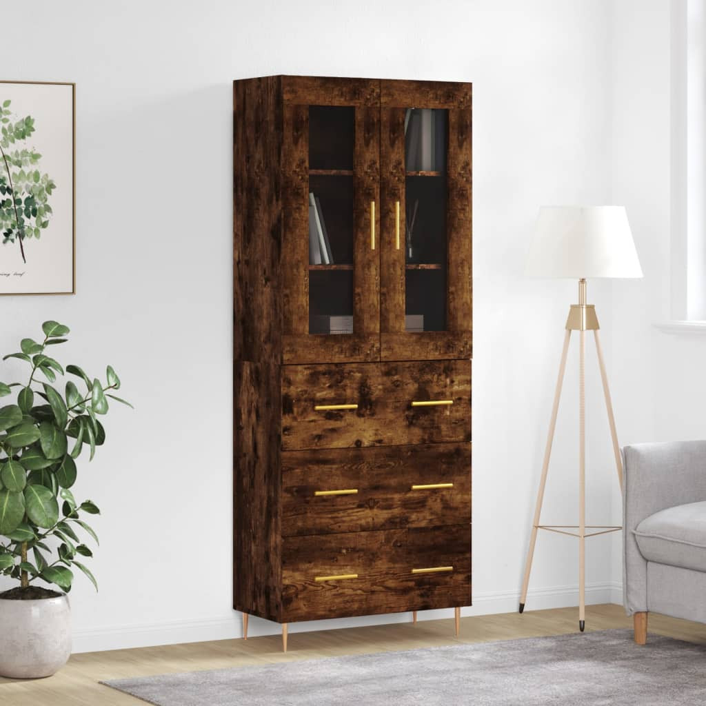 vidaXL Highboard Räuchereiche 69,5x34x180 cm Holzwerkstoff