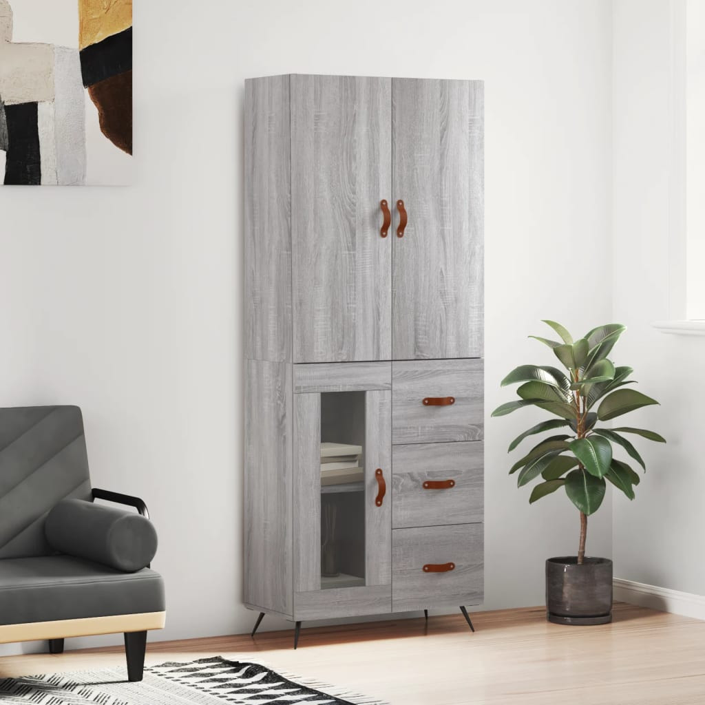 vidaXL Highboard Grau Sonoma 69,5x34x180 cm Holzwerkstoff