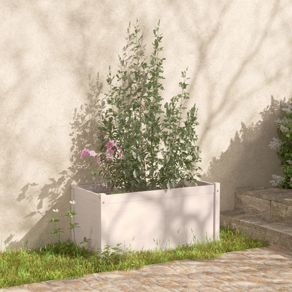 vidaXL Pflanzkübel Weiß 100x50x50 cm Massivholz Kiefer