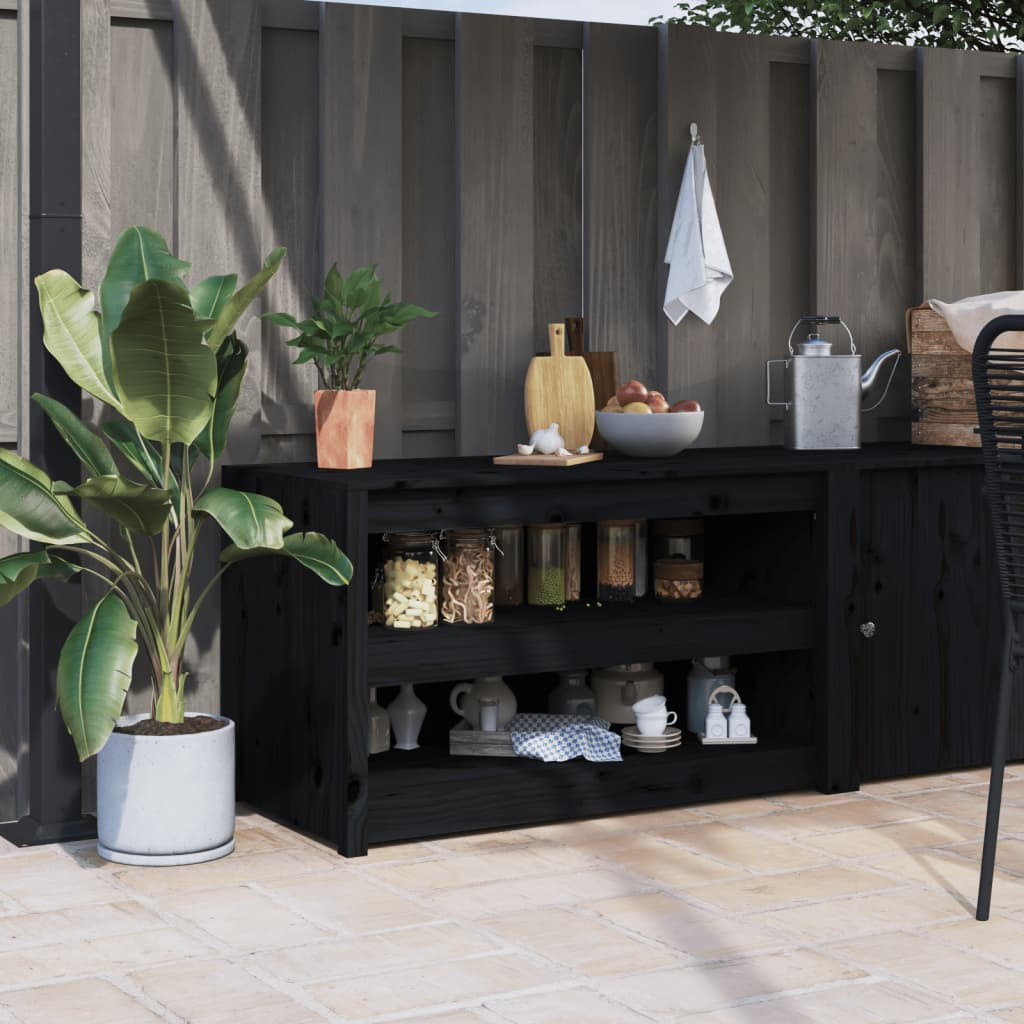 vidaXL Outdoor-Küchenschrank MEPPEL Schwarz 106x55x64 cm Massivholz Kiefer
