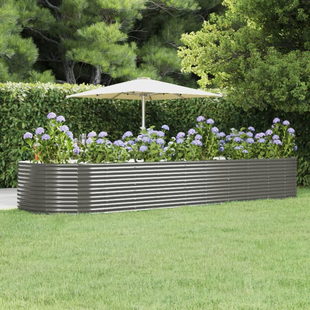vidaXL Hochbeet Grau 447x140x68 cm Verzinkter Stahl