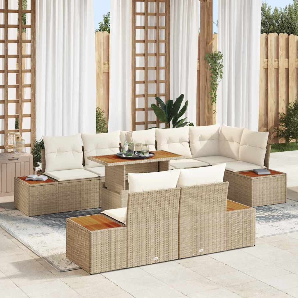 vidaXL Gartensofa-set 9 Stk. Beige und Creme