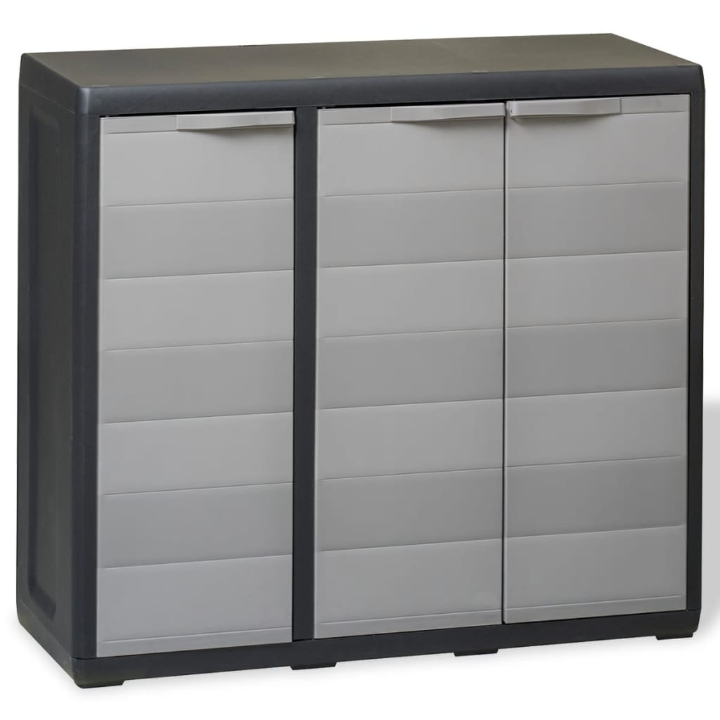 vidaXL Gartenschrank mit 2 Böden Schwarz und Grau