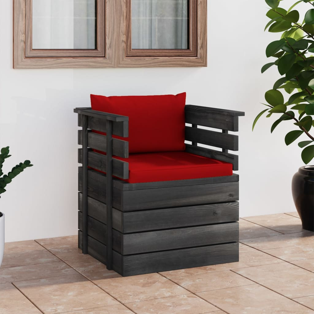 vidaXL Gartensessel mit Kissen Kiefernholz