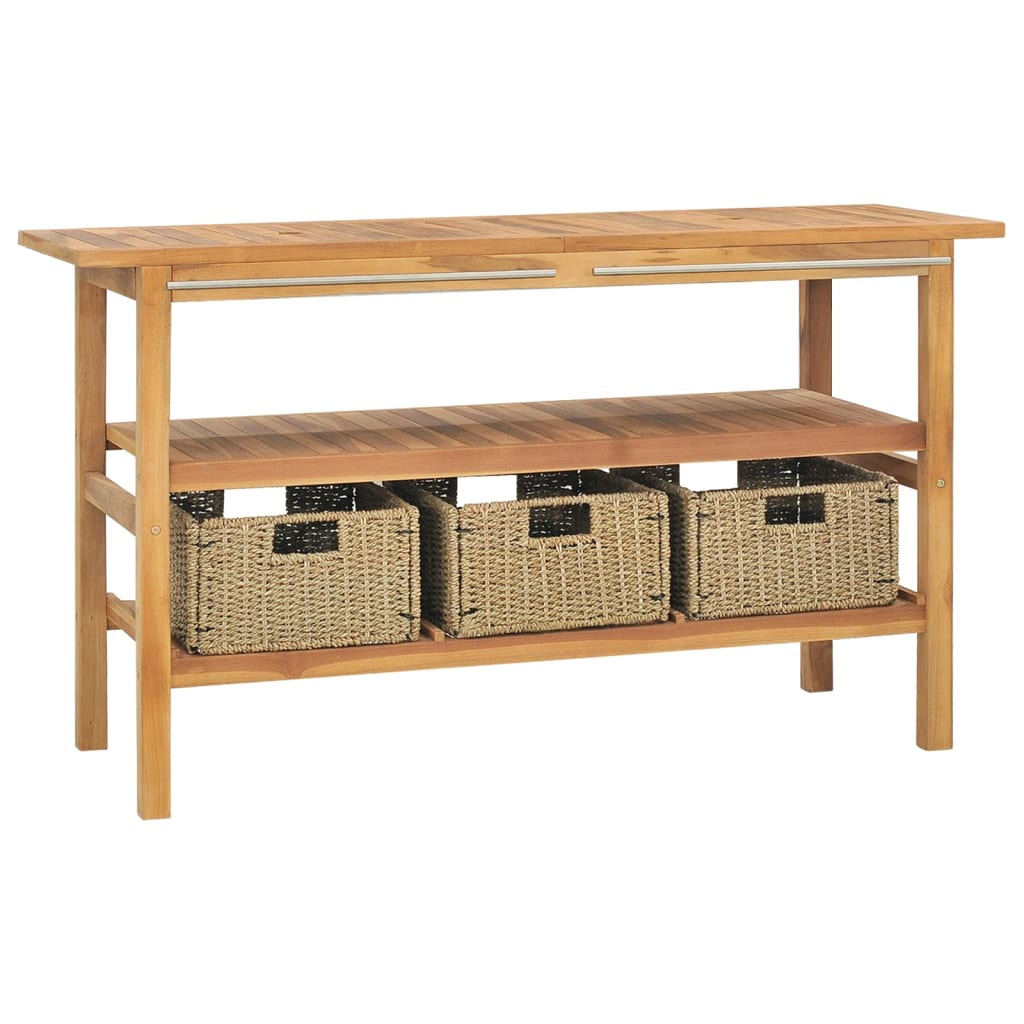 vidaXL Waschtisch mit 3 Körben Massivholz Teak 132x45x75cm