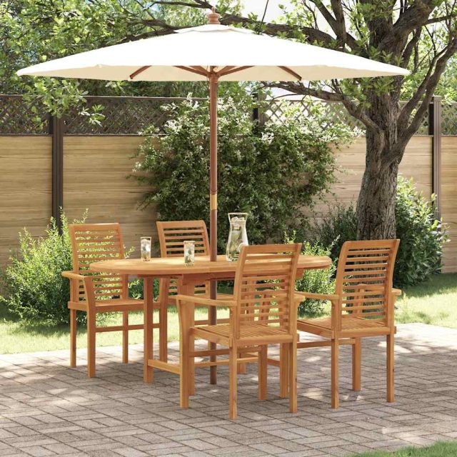 vidaXL Garten Essgruppe 5 pcs Braun Massivholz Teak