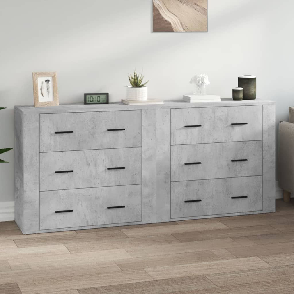 vidaXL Sideboards 2 Stk. Betongrau Holzwerkstoff
