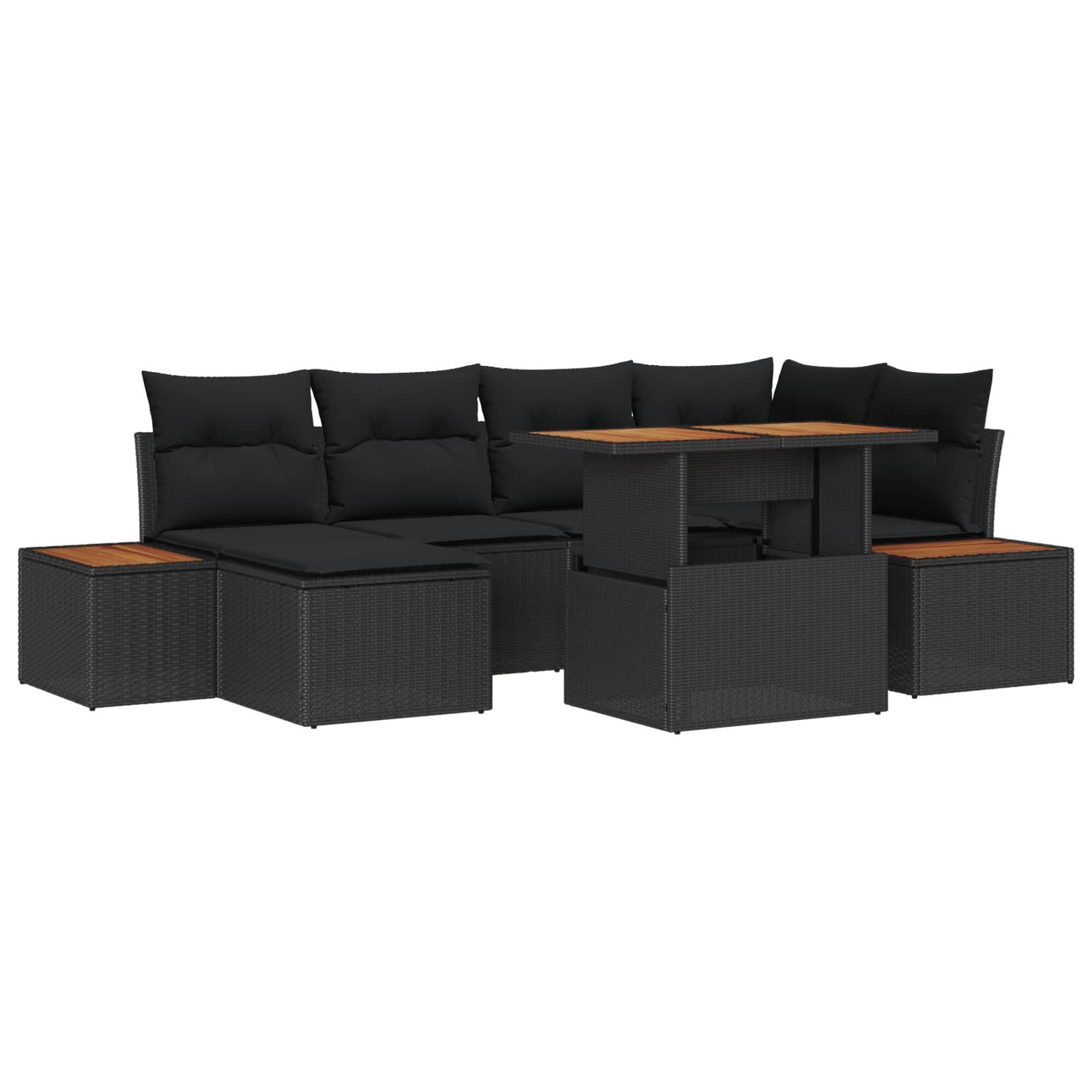 vidaXL Gartensofa-set 7 pcs Schwarz Poly-Rattan