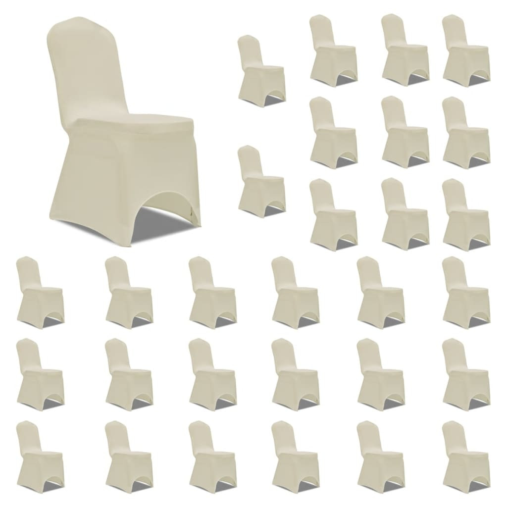 vidaXL Stretch-Stuhlhussen Creme 30 Stk.