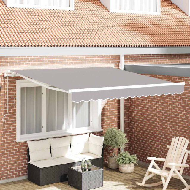 vidaXL Ausziehbare Markise Hellgrau 350 x 250 cm Stoff und Aluminium