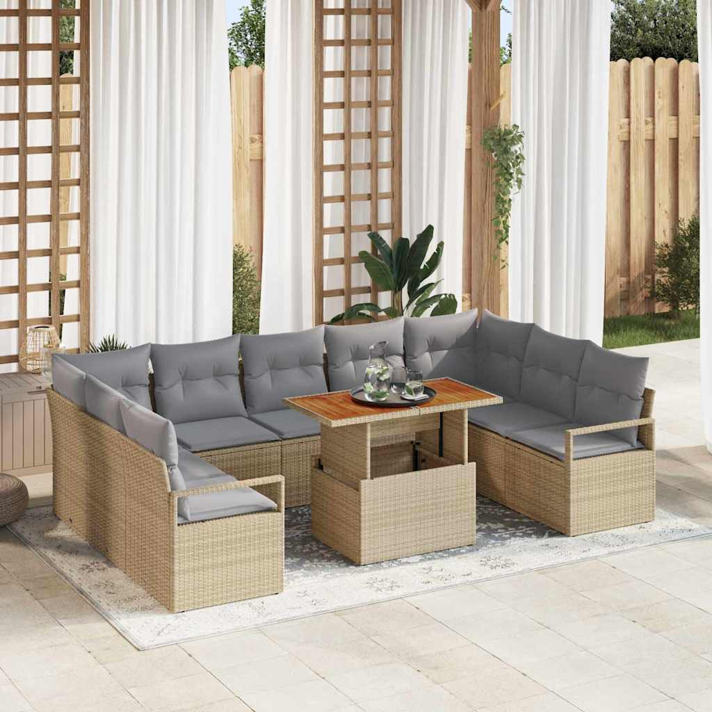 vidaXL Gartensofa-set 10 stk. 9-Sitzanzahl Beige und Grau