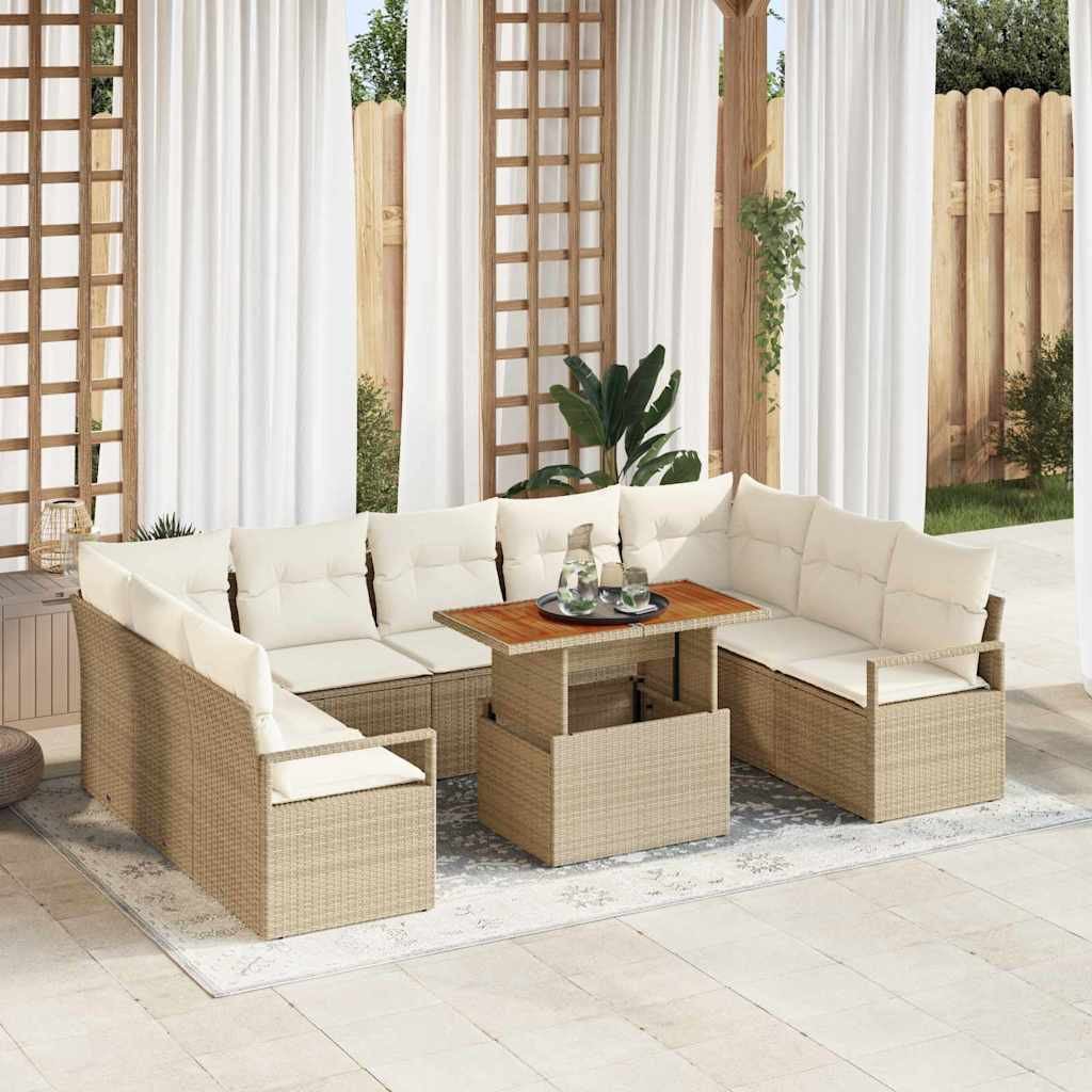 vidaXL Gartensofa-set 10 stk. 9-Sitzanzahl Beige und Creme