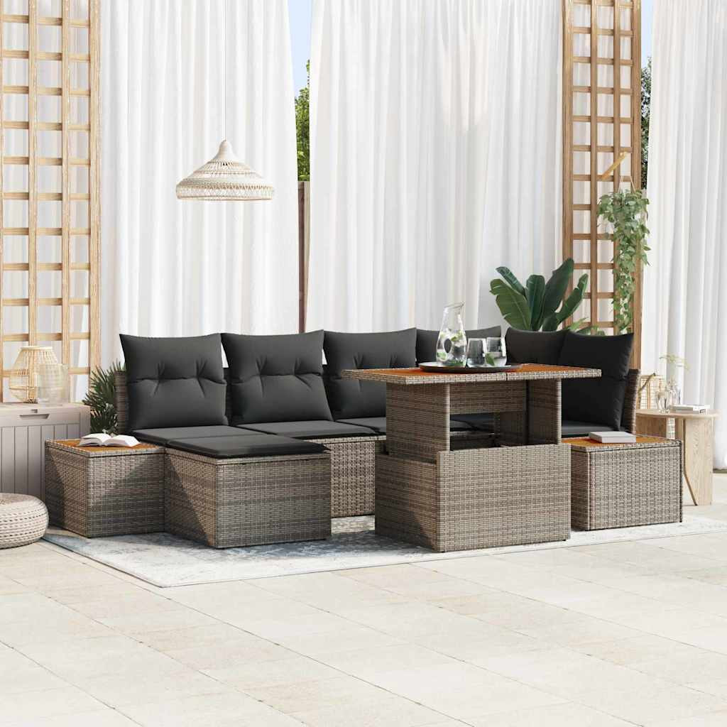 vidaXL Gartensofa-set 7 pcs Grau Poly-Rattan