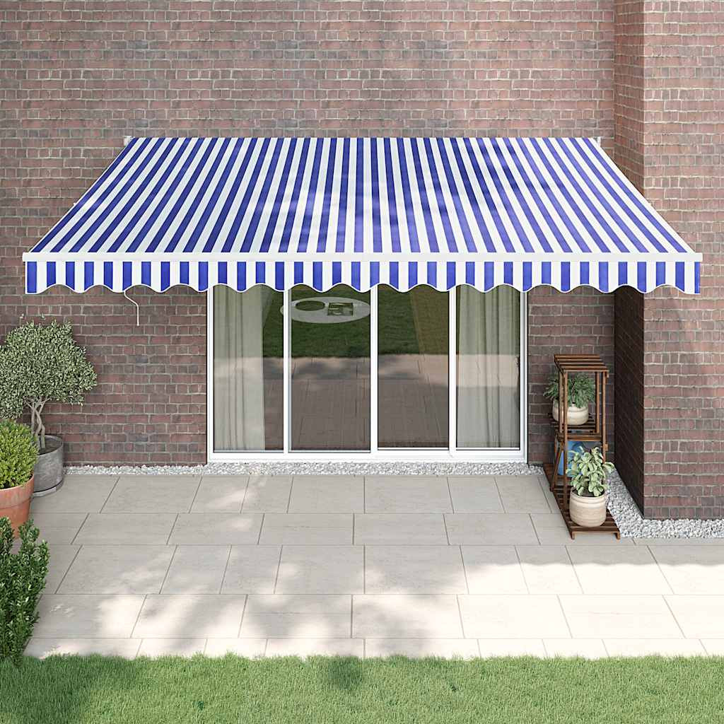 vidaXL Markise Einziehbar Blau und Weiß 4,5x3 m Stoff und Aluminium
