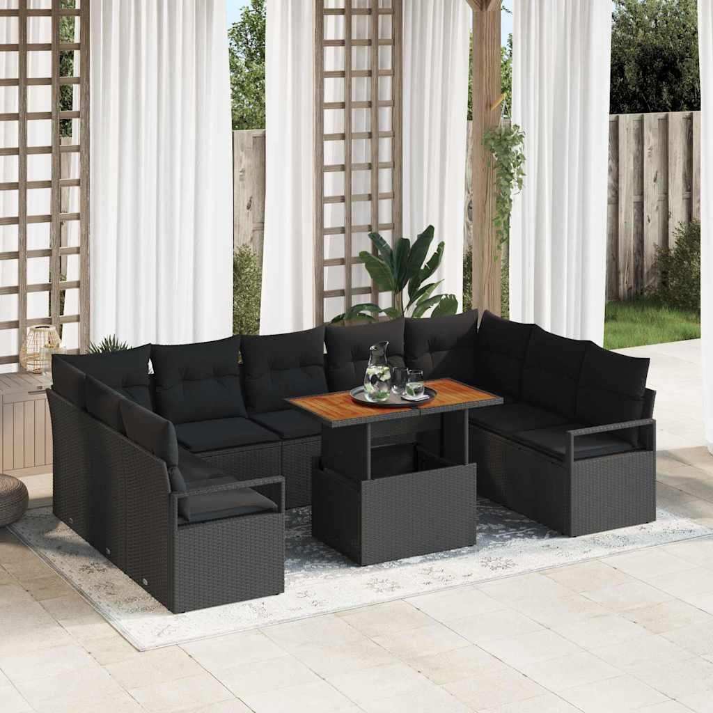 vidaXL Gartensofa-set 10 stk. 9-Sitzanzahl Schwarz und Braun