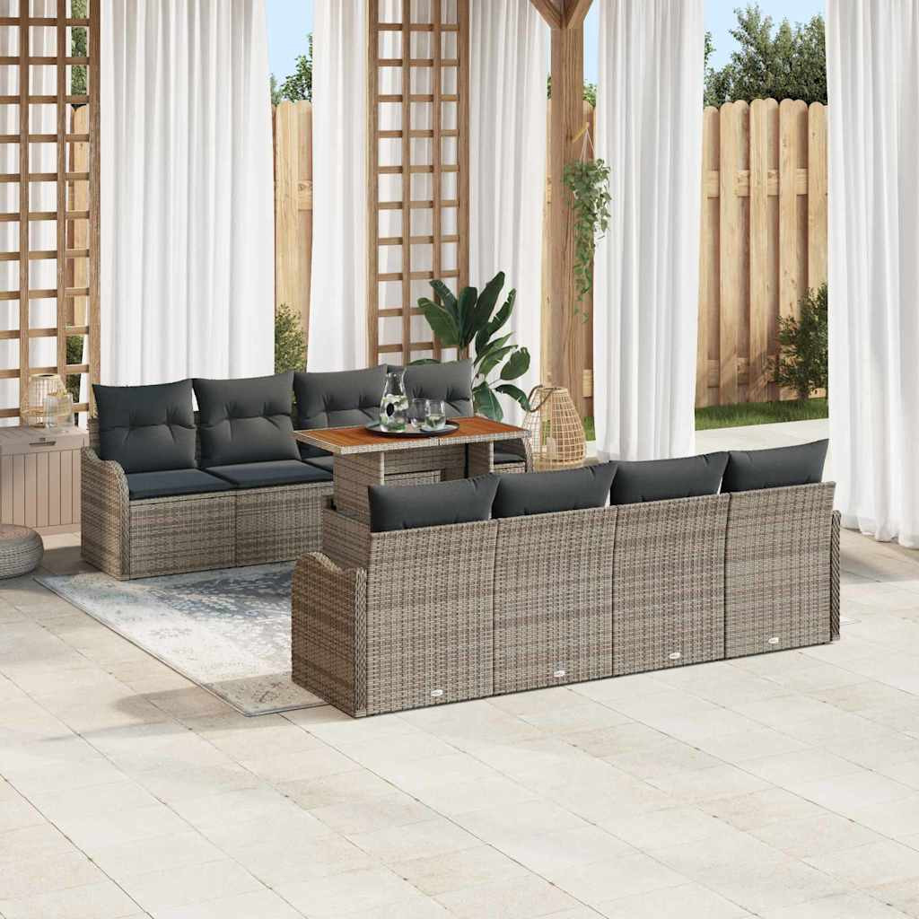 vidaXL Garten-Sofa-Set mit Kissen 7 pcs Grau