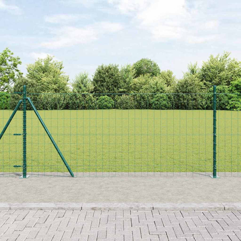 vidaXL Euro-Zaun mit Betonsockel 25 x 1 m PVC-beschichteter Stahl Grün
